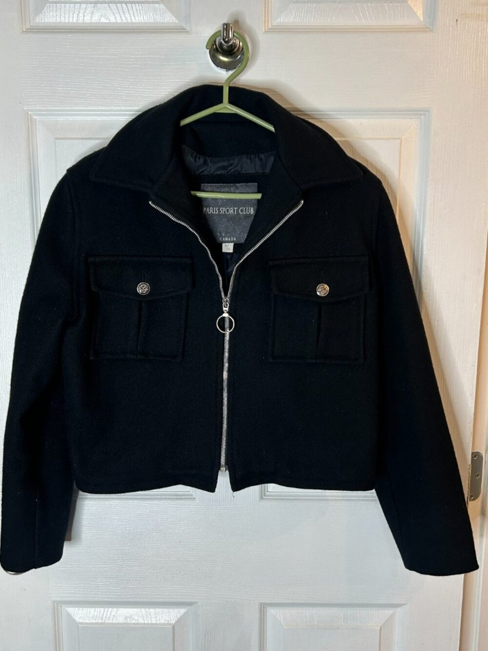Vintage ’90s Paris Sport Club Black Zip-Up Jacket – Medium